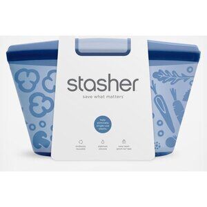 Stasher Reusable Silicone Bowl 2-Cup Capacity Blue Microwave & Dishwasher Safe